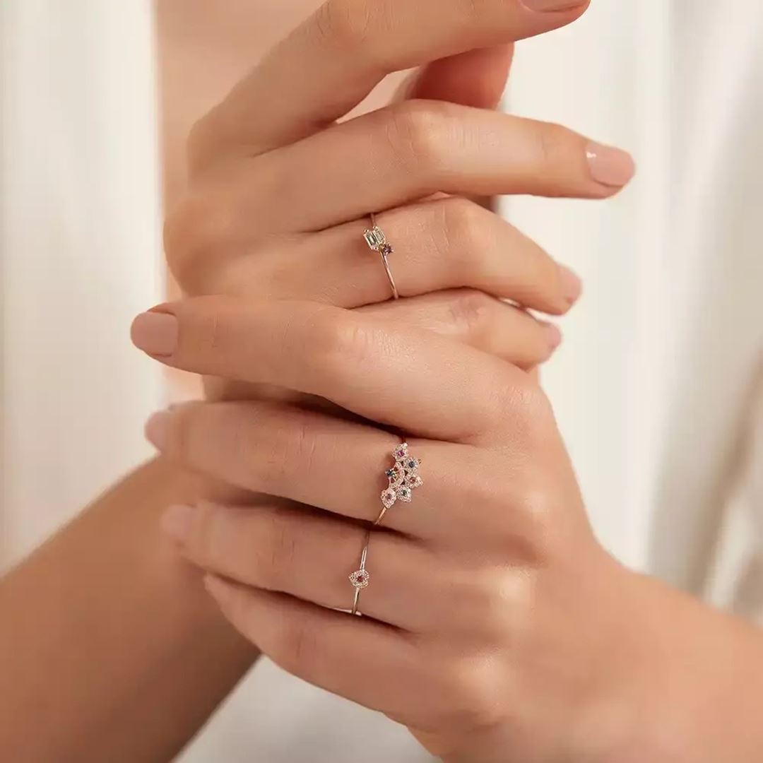 Flare 0.28 CT Multicolor Safir ve Pırlanta Taşlı Yüzük