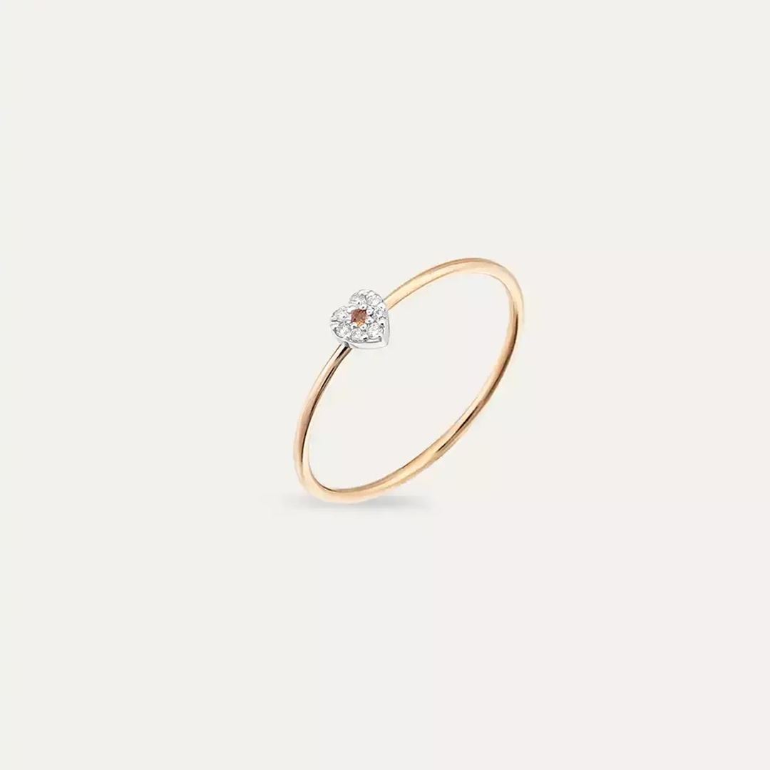 Hearts 0.07 CT Orange Safir ve Pırlanta Taşlı Yüzük