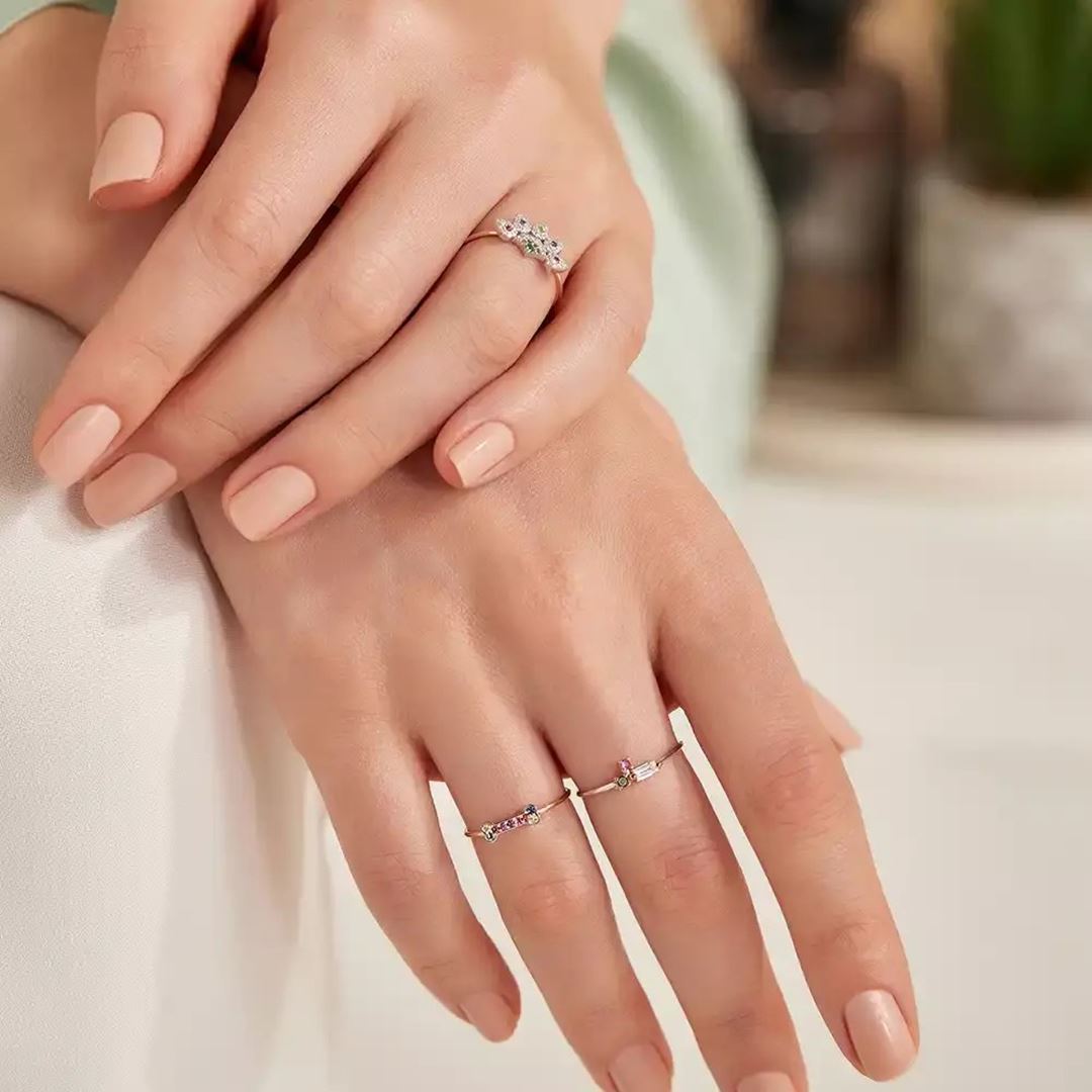 Seed 0.13 CT Multicolor Safir ve Siyah Pırlanta Taşlı Yüzük