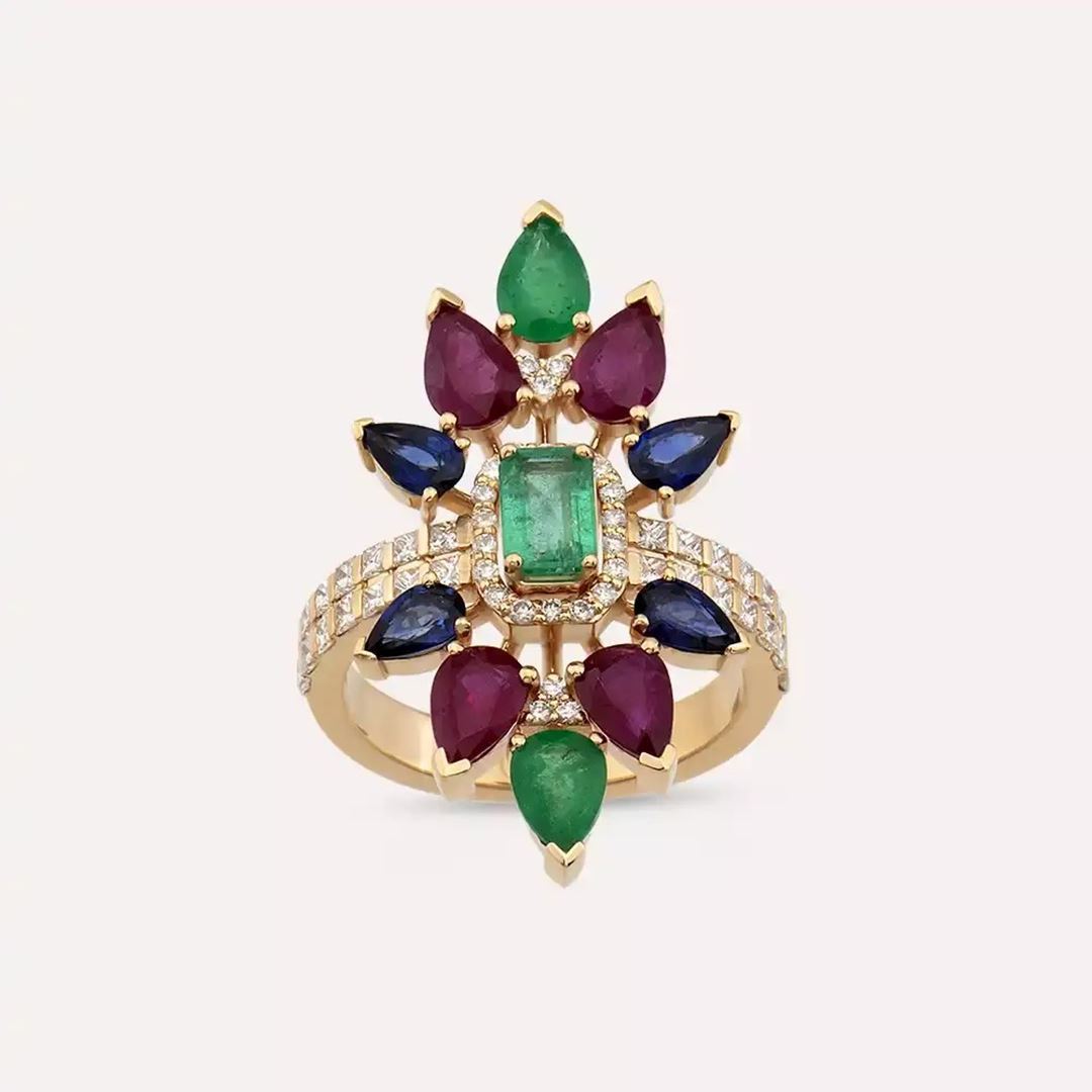 Verona 4.89 CT Pırlanta ve Değerli Taşlı Rose Altın Yüzük