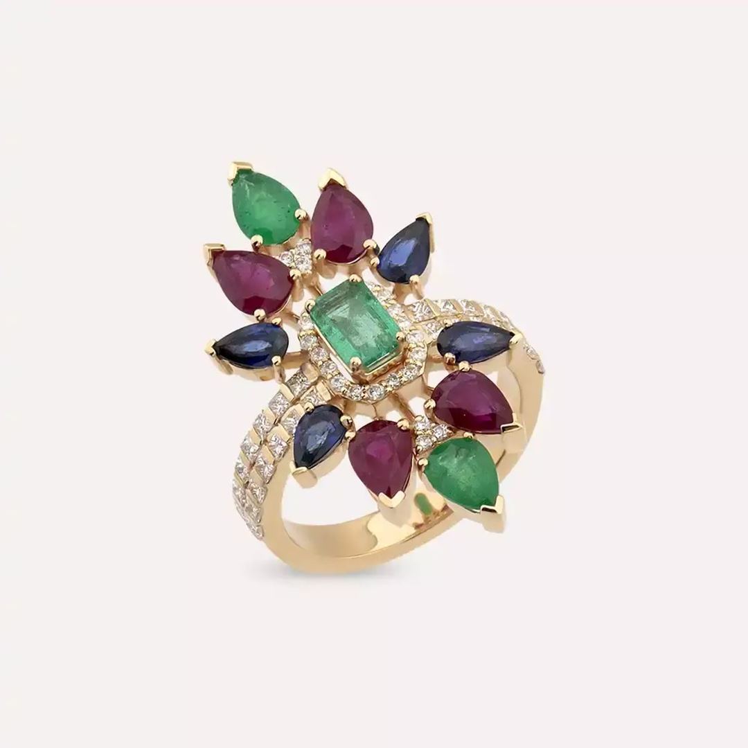 Verona 4.89 CT Pırlanta ve Değerli Taşlı Rose Altın Yüzük