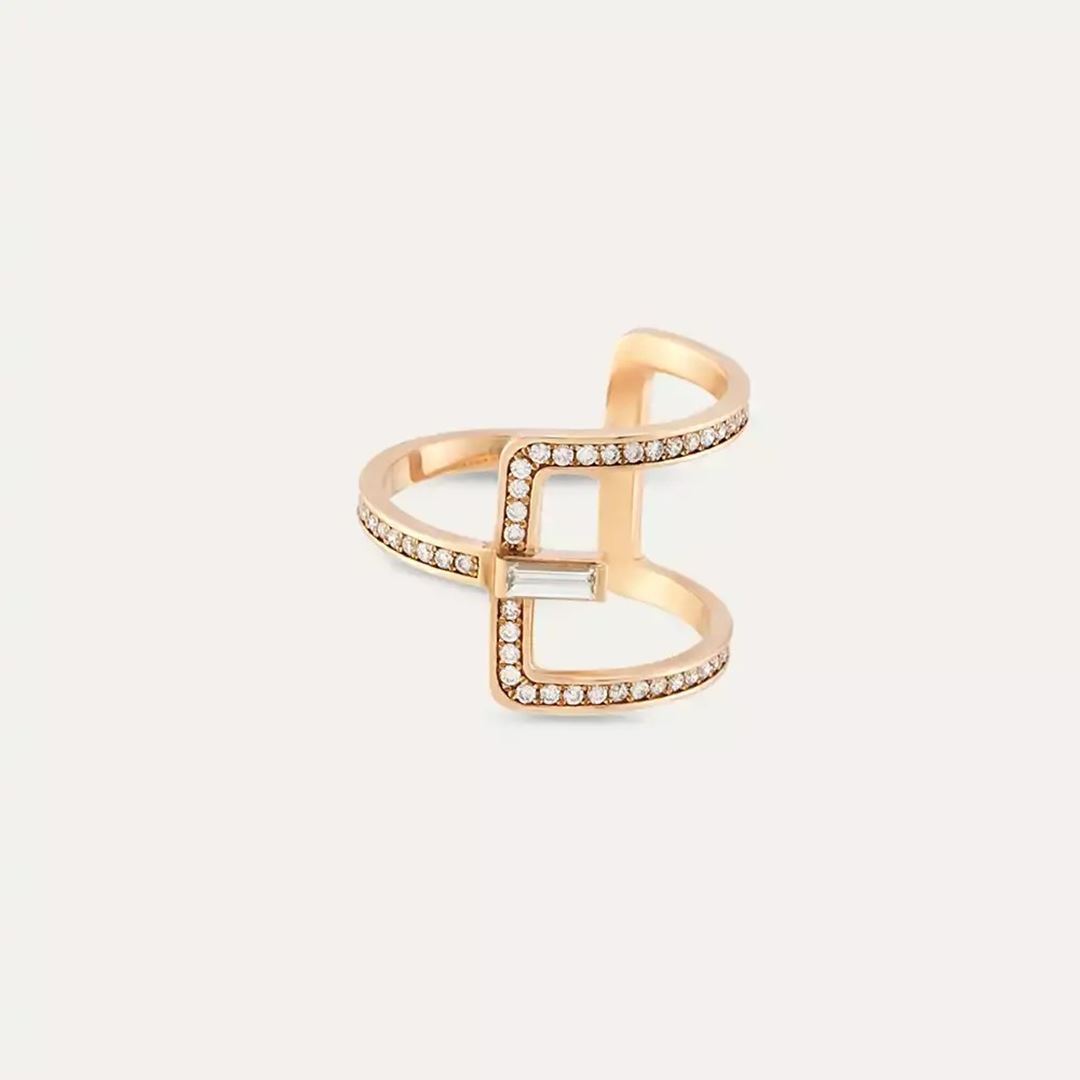 0.43 CT Baget Kesim Pırlanta Taşlı Rose Altın Yüzük