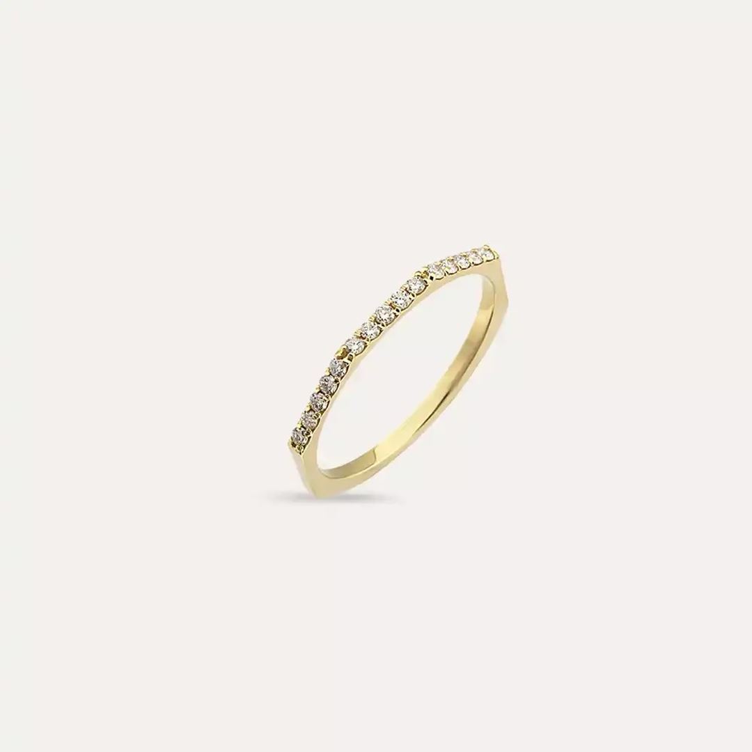 0.15 CT Pırlanta Taşlı Sarı Altın Yüzük