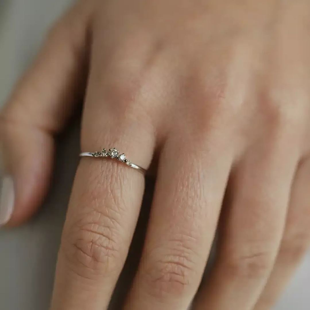 0.12 CT Beloved Brown Pırlanta Taşlı Beyaz Altın Yüzük