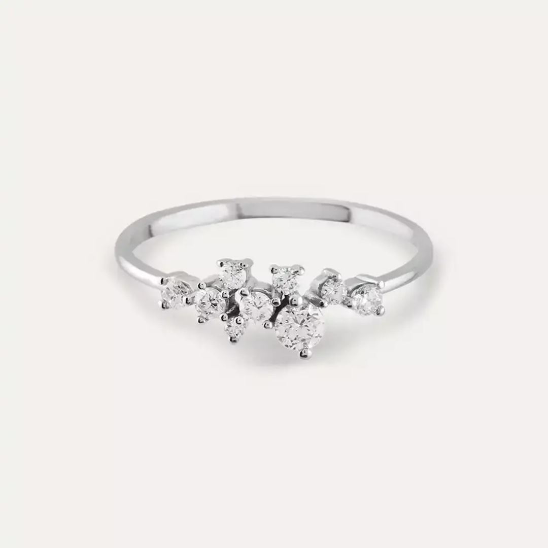 Jasmine Pırlanta Taşlı Beyaz Altın Yüzük