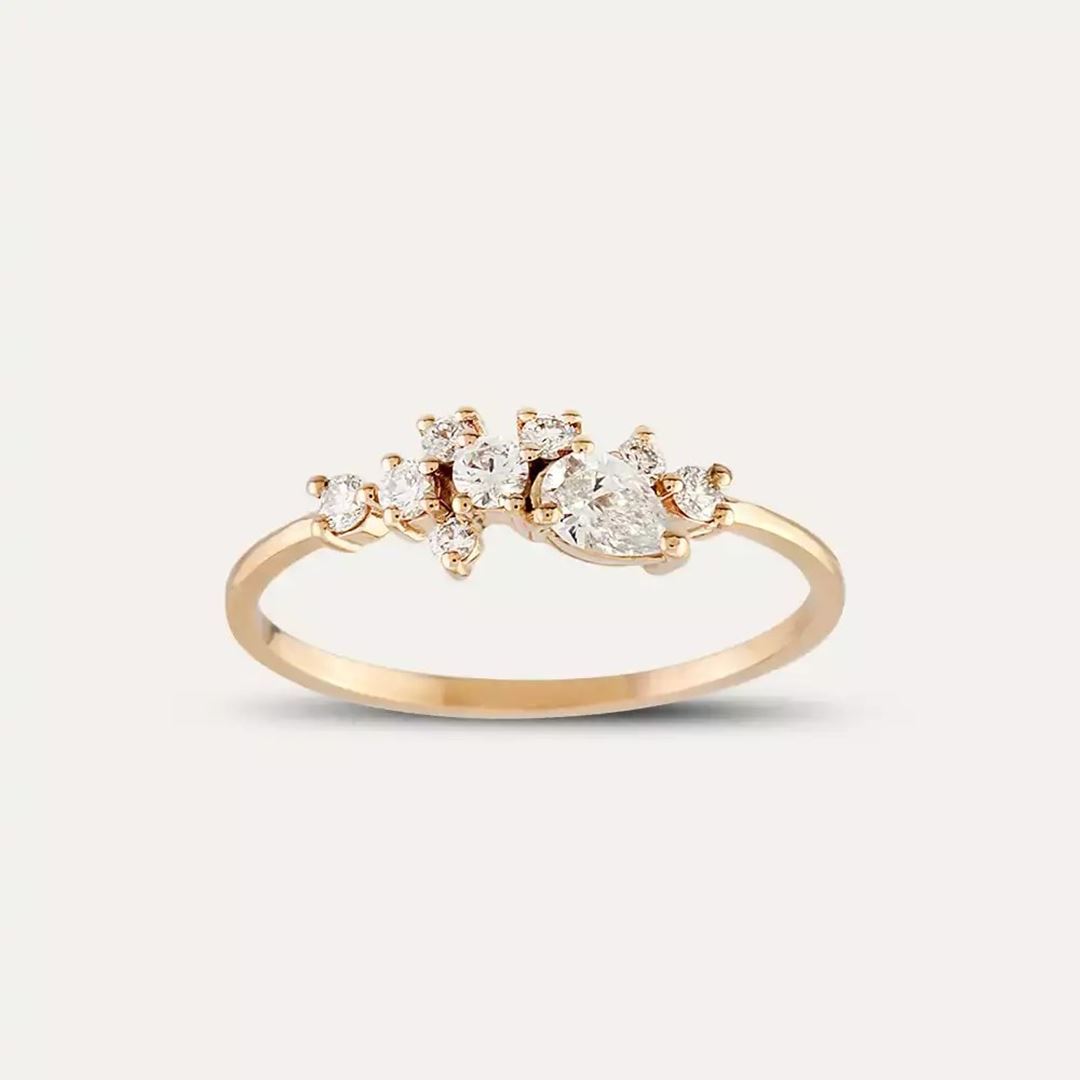 Rina 0.46 CT Pırlanta Taşlı Rose Altın Yüzük