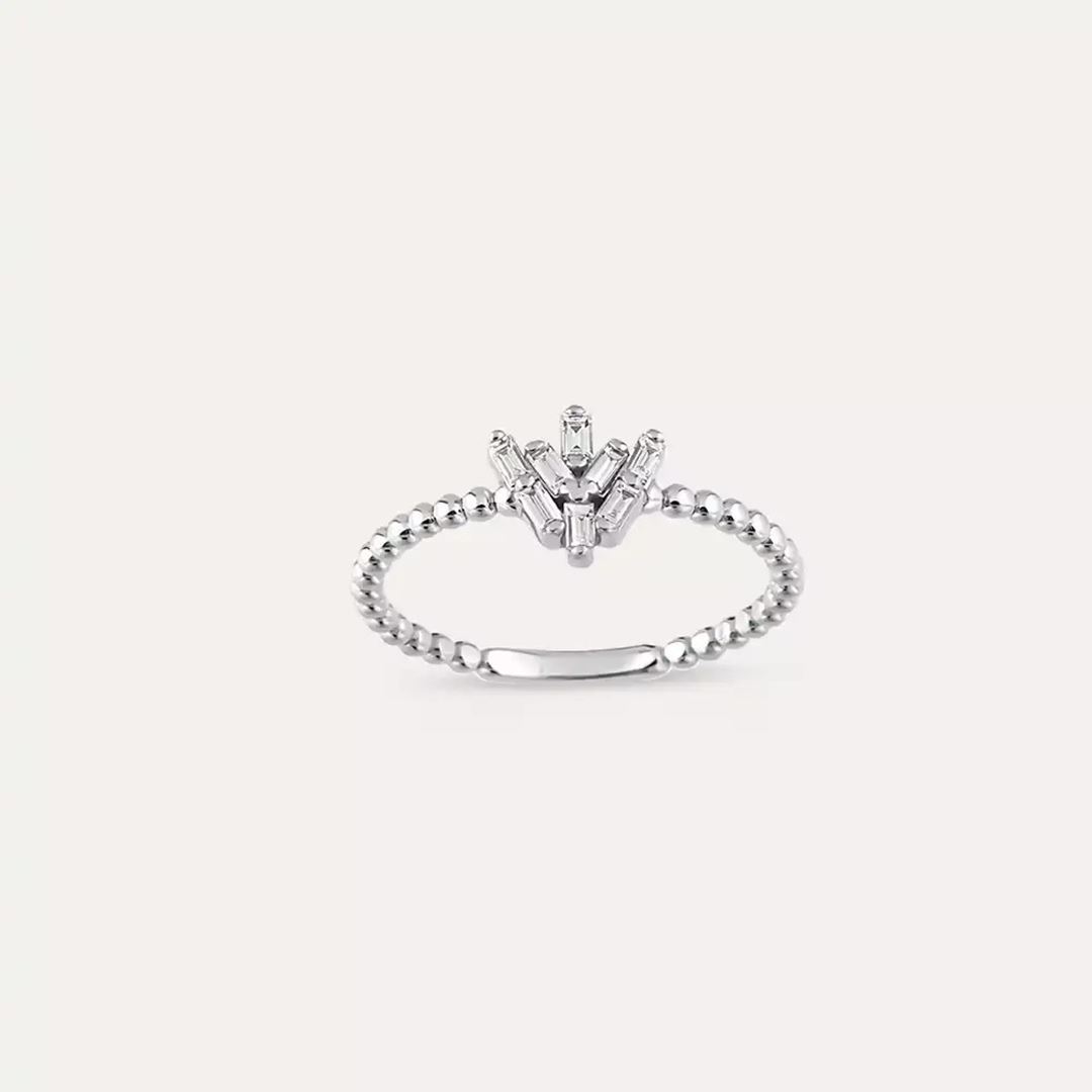 Vetra 0.17 CT Baget Pırlanta Taşlı Beyaz Altın Yüzük