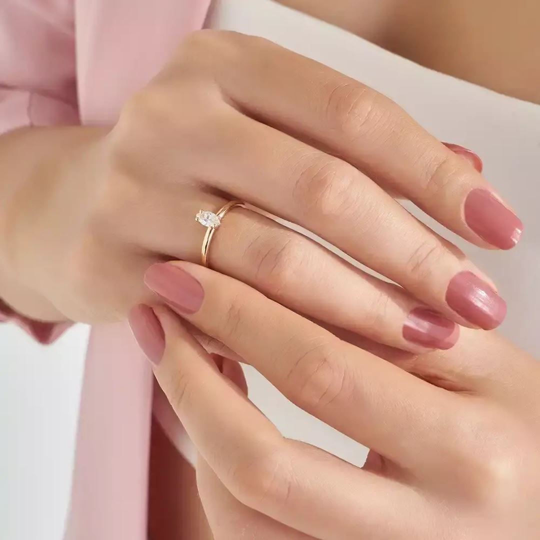 0.34 CT Markiz Kesim Pırlanta Taşlı Tektaş Yüzük