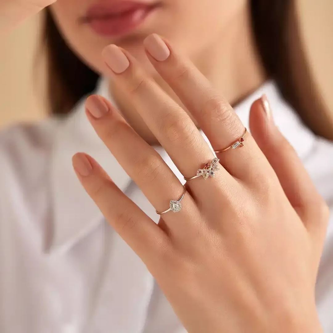 0.22 CT Pırlanta Taşlı Beyaz Altın Yüzük