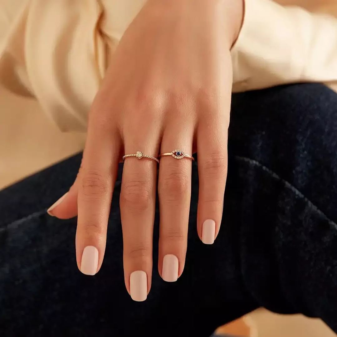 0.11 CT Pırlanta Taşlı Tektaş Rose Altın Yüzük