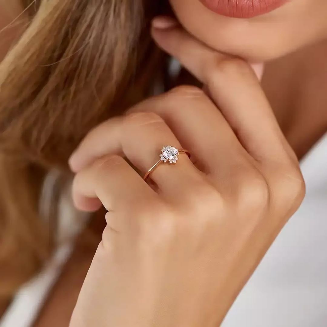 0.57 CT Pırlanta Taşlı Rose Altın Yüzük