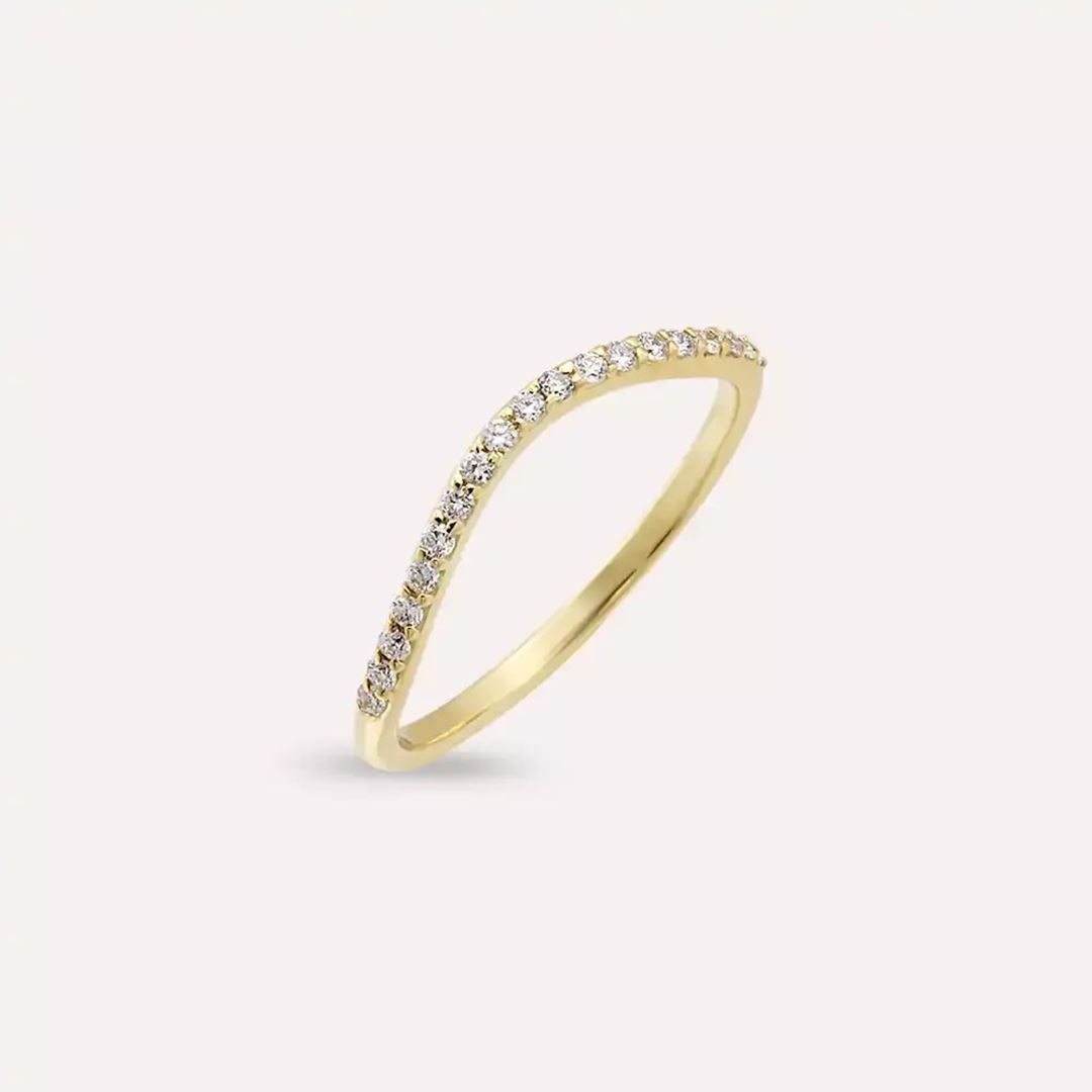 Crush 0.15 CT Pırlanta Taşlı Sarı Altın Yüzük