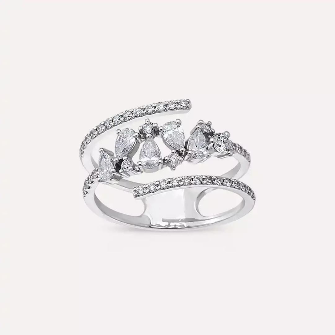 Pia 0.73 CT Damla Kesim Pırlanta Taşlı Beyaz Altın Yüzük
