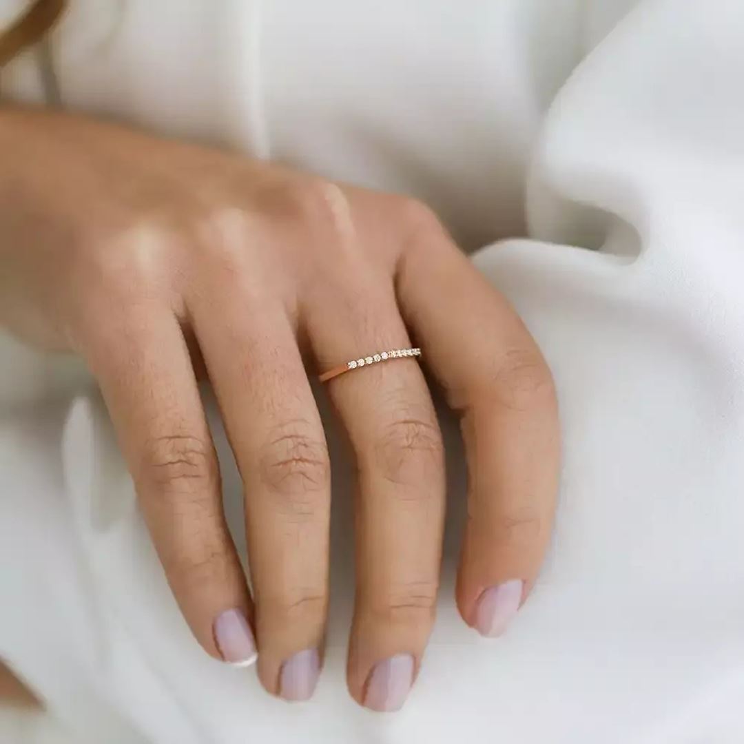 Pure 0.14 CT Pırlanta Taşlı Rose Altın Yüzük