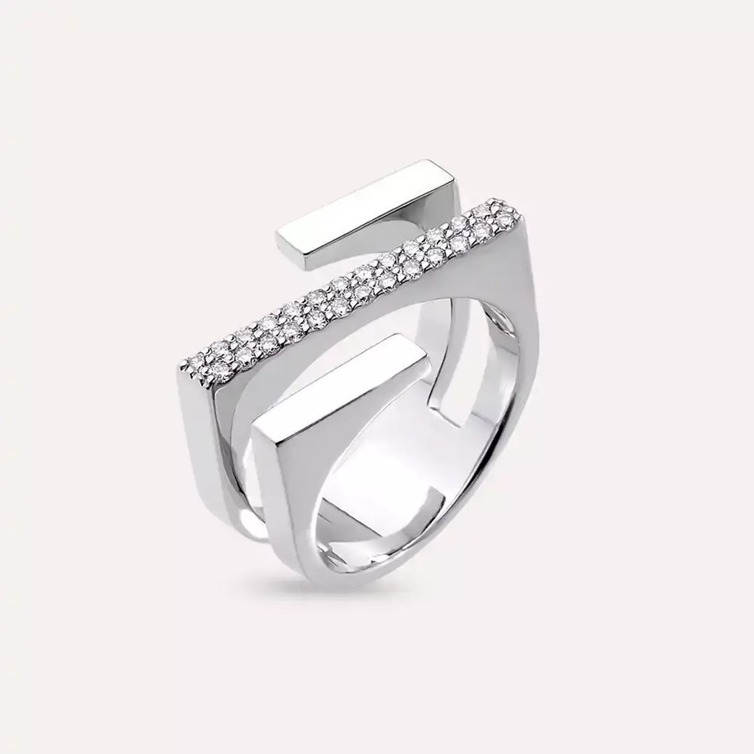 Linear Bold 0.27 CT Pırlanta Taşlı Beyaz Altın Yüzük