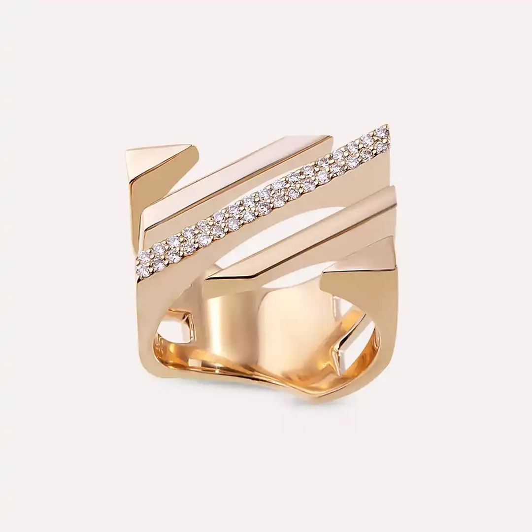 Linear Bold 0.22 CT Pırlanta Taşlı Rose Altın Yüzük