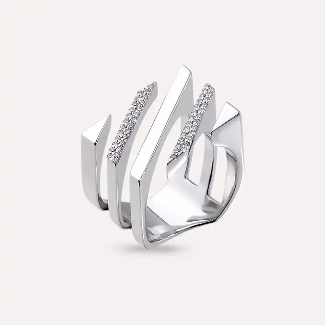Linear Bold 0.20 CT Pırlanta Taşlı Beyaz Altın Yüzük