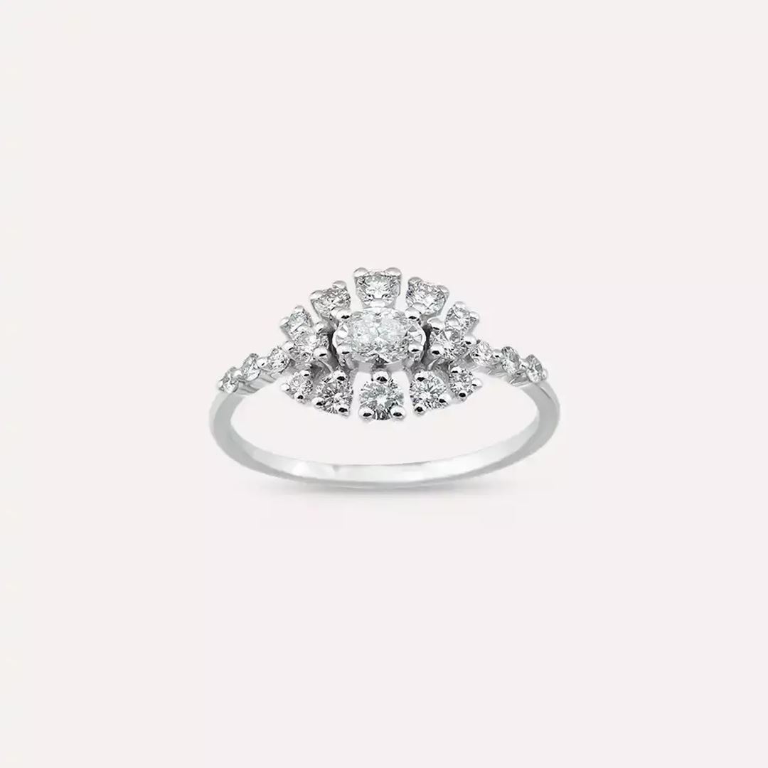0.70 CT Oval Kesim Pırlanta Taşlı Beyaz Altın Yüzük