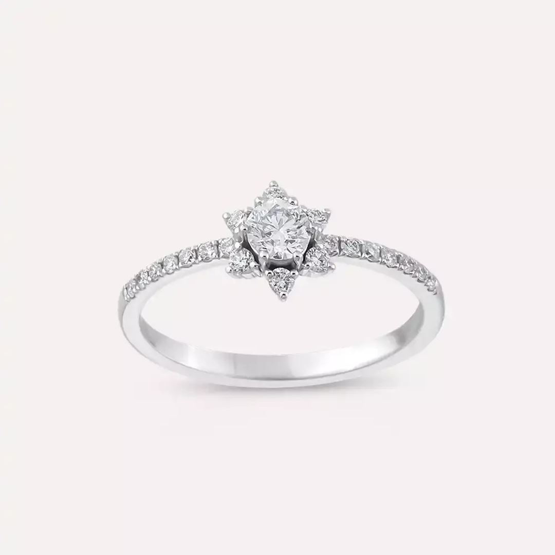 0.40 CT Pırlanta Taşlı Beyaz Altın Yüzük