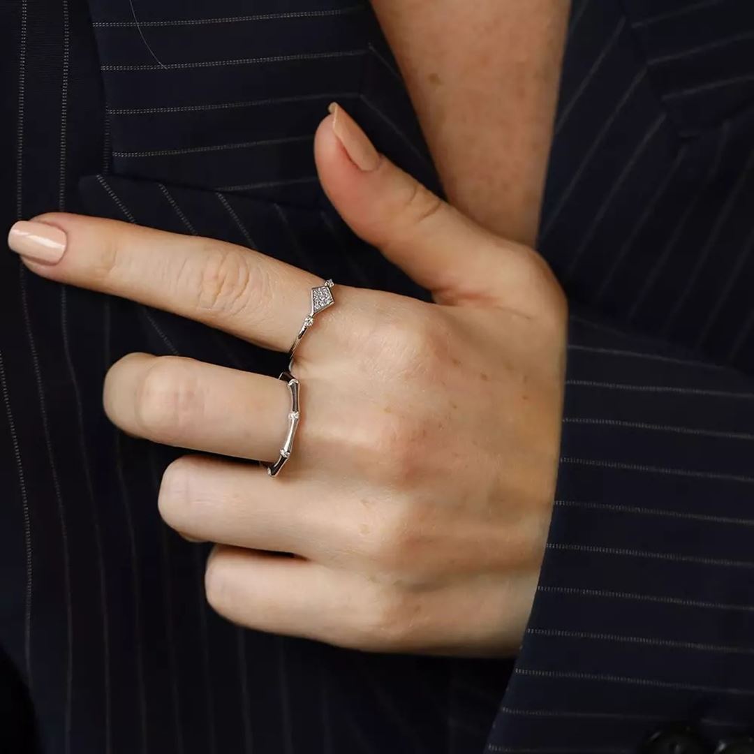 Petite Pırlanta Taşlı Beyaz Altın Yüzük