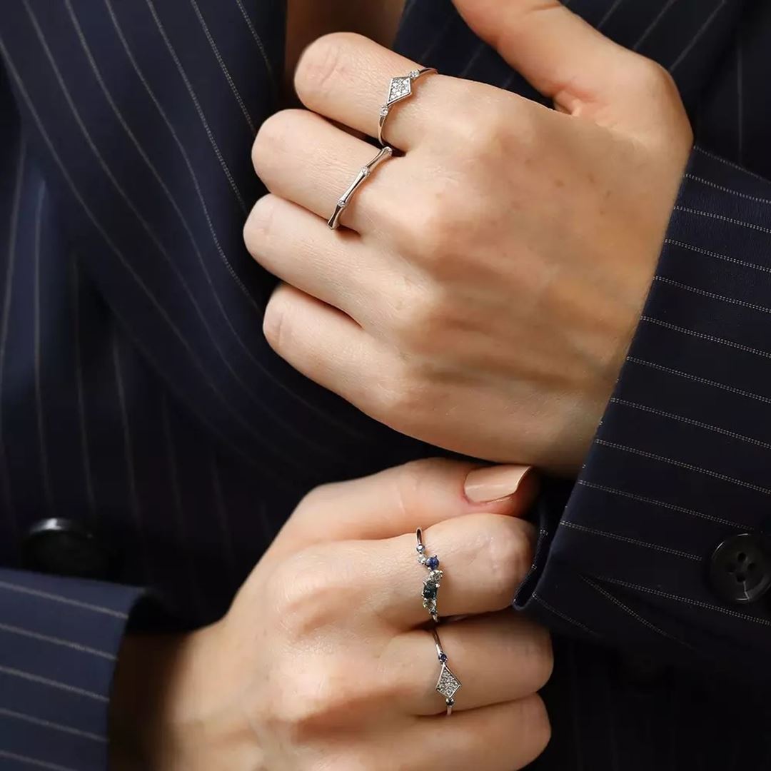 Petite Pırlanta Taşlı Beyaz Altın Yüzük