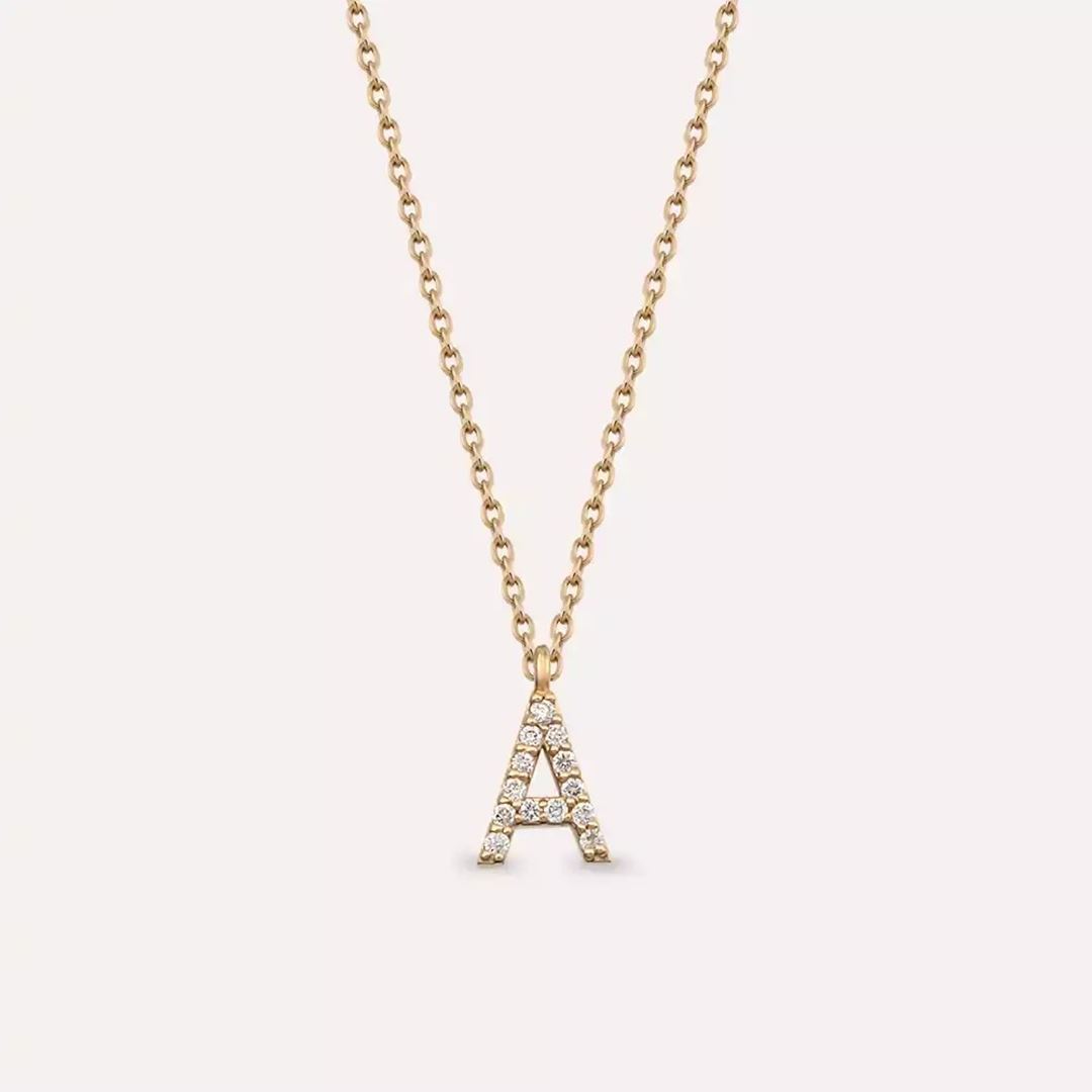 A Harf 0.08 CT Pırlanta Taşlı Rose Altın Kolye