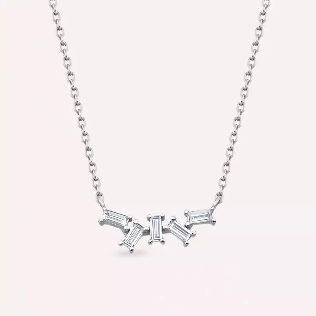 Evie  II Baget Kesim Pırlanta Taşlı Beyaz Altın Kolye