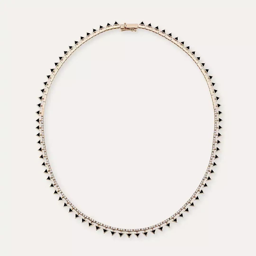 Sun Pırlanta Taşlı ve Siyah Mineli Gerdanlık