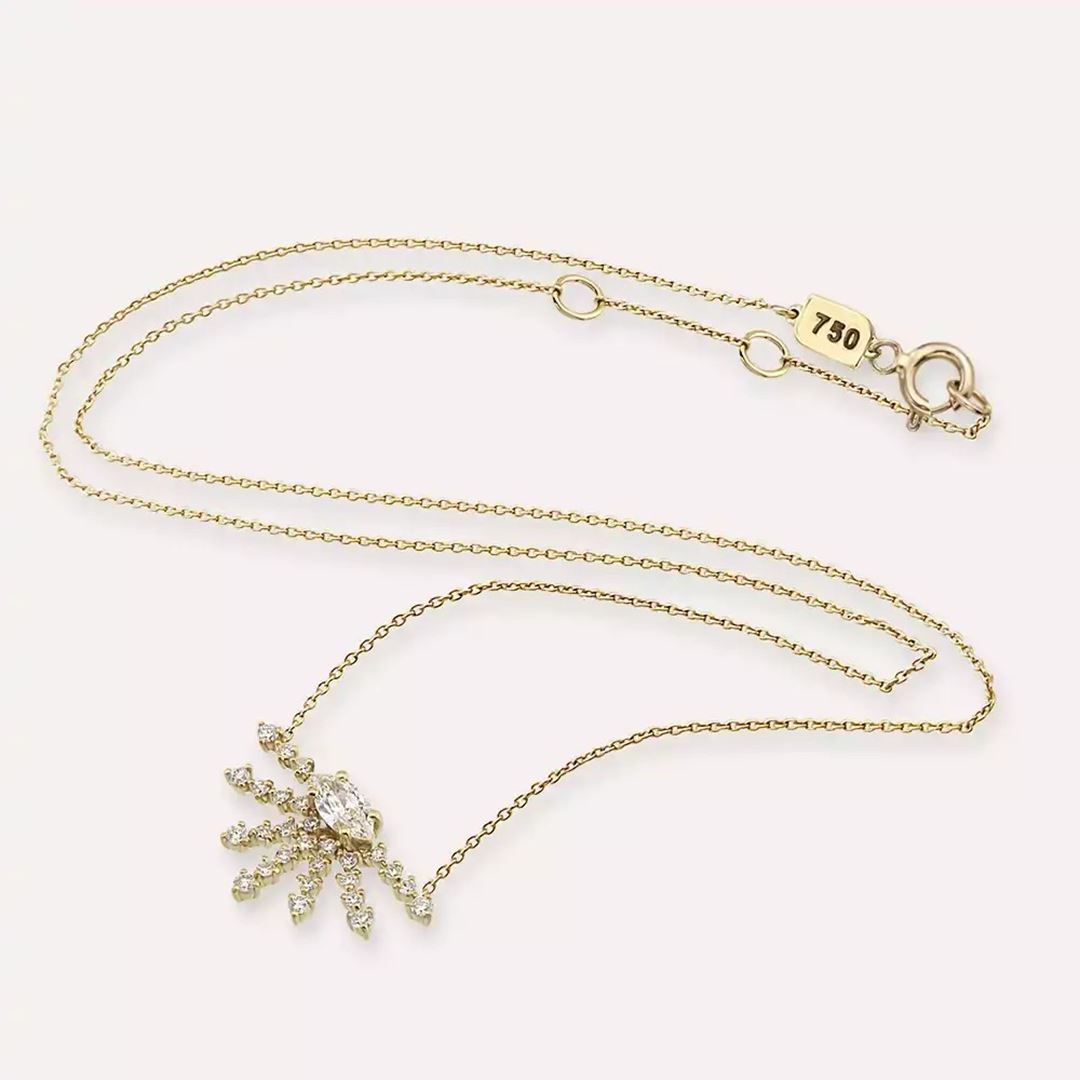 Aura II Pırlanta Taşlı Sarı Altın Kolye