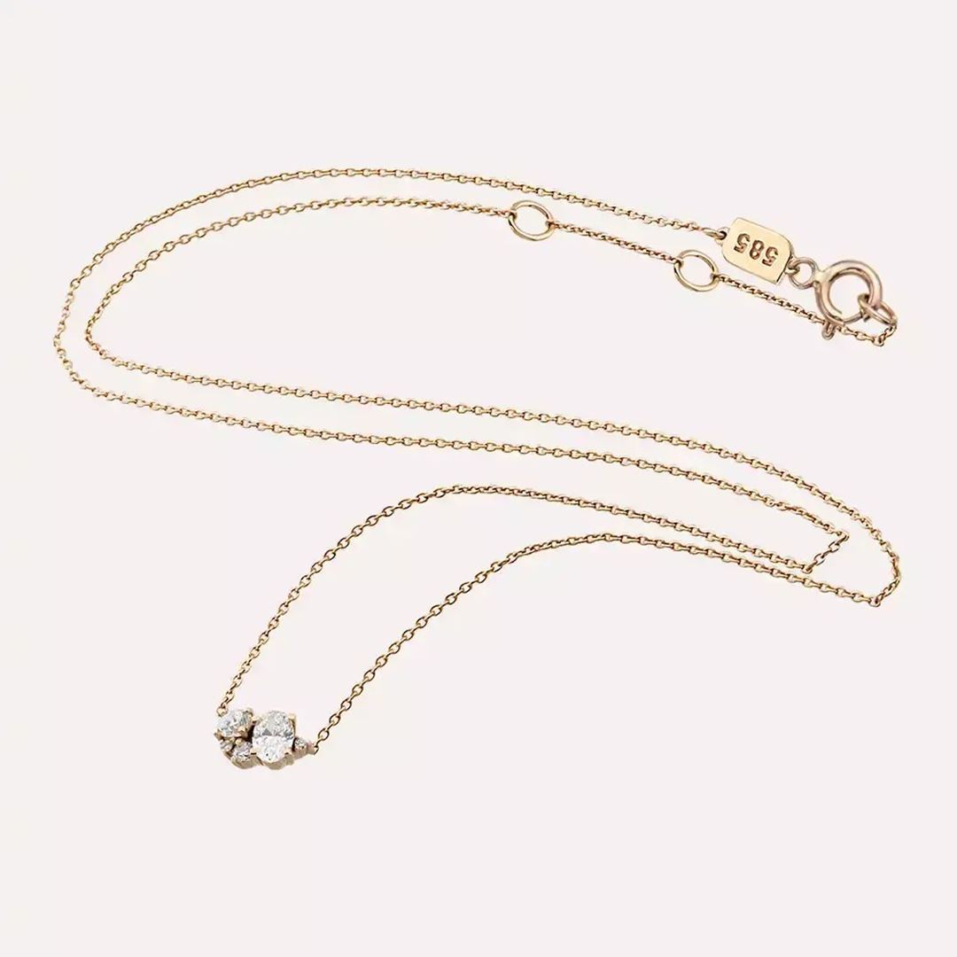 0.38 CT Pırlanta Taşlı Rose Altın Kolye