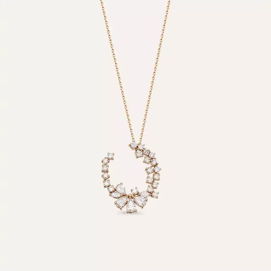 Solve Pırlanta Taşlı Rose Altın Kolye