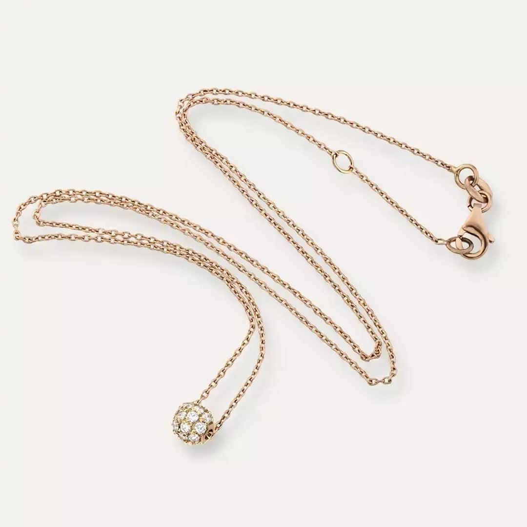 0.25 CT Pırlanta Taşlı Rose Altın Top Kolye