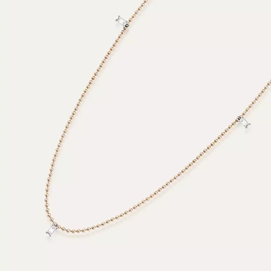 Tess Pırlanta Taşlı Rose Altın Kolye