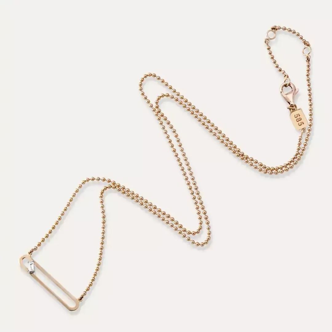 Hook Pırlanta Taşlı Rose Altın Kolye