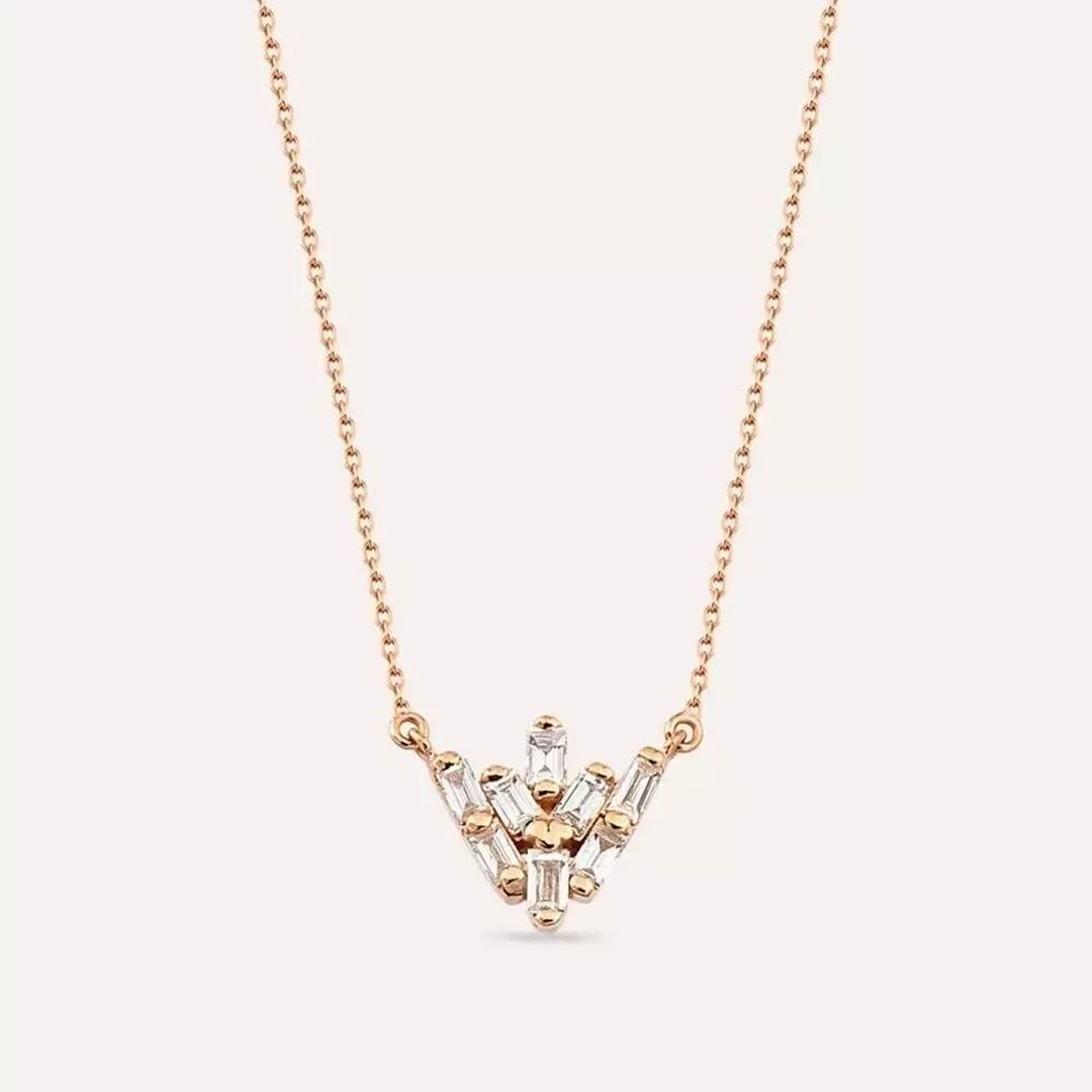 Livas Pırlanta Taşlı Rose Altın Kolye