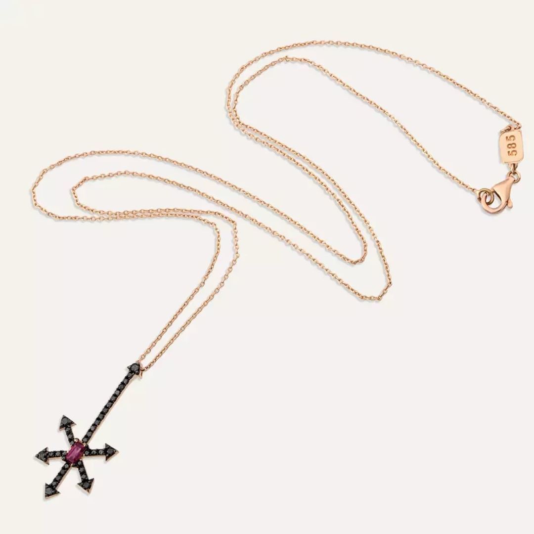 Denebola Siyah Pırlanta ve Yakut Taşlı Kolye