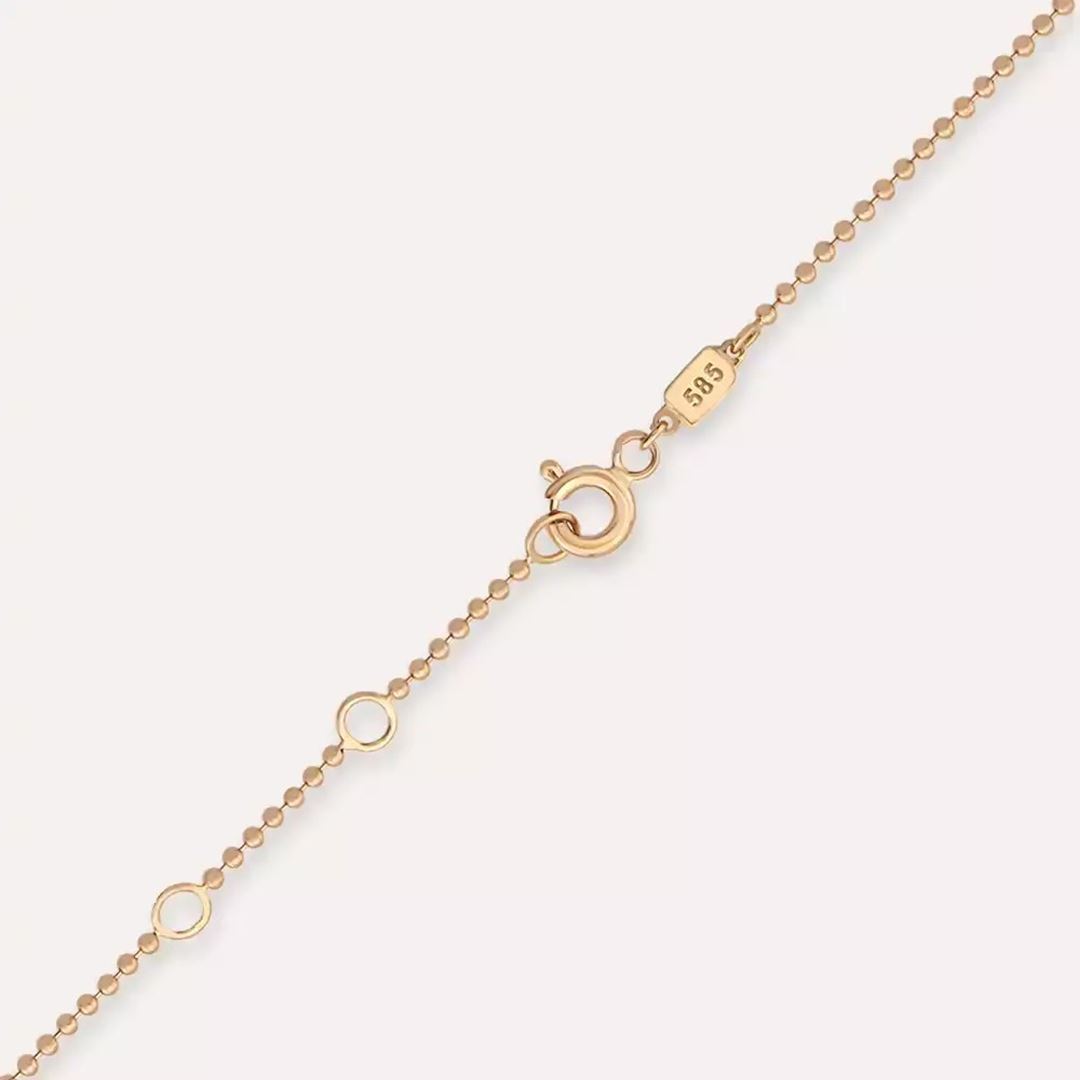 Raya Yakut ve Pırlanta Taşlı Rose Altın Kolye