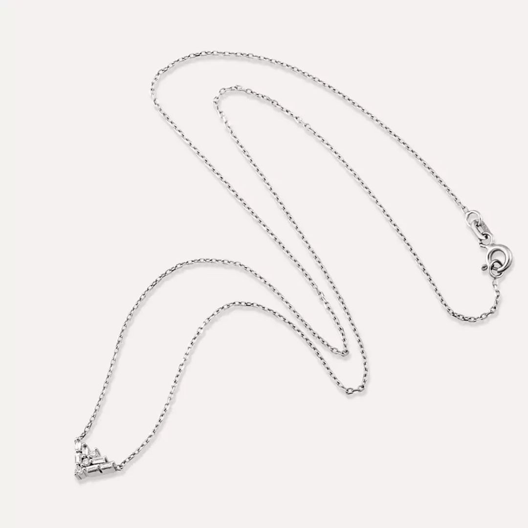 Vetra Baget Kesim Pırlanta Taşlı Beyaz Altın Kolye