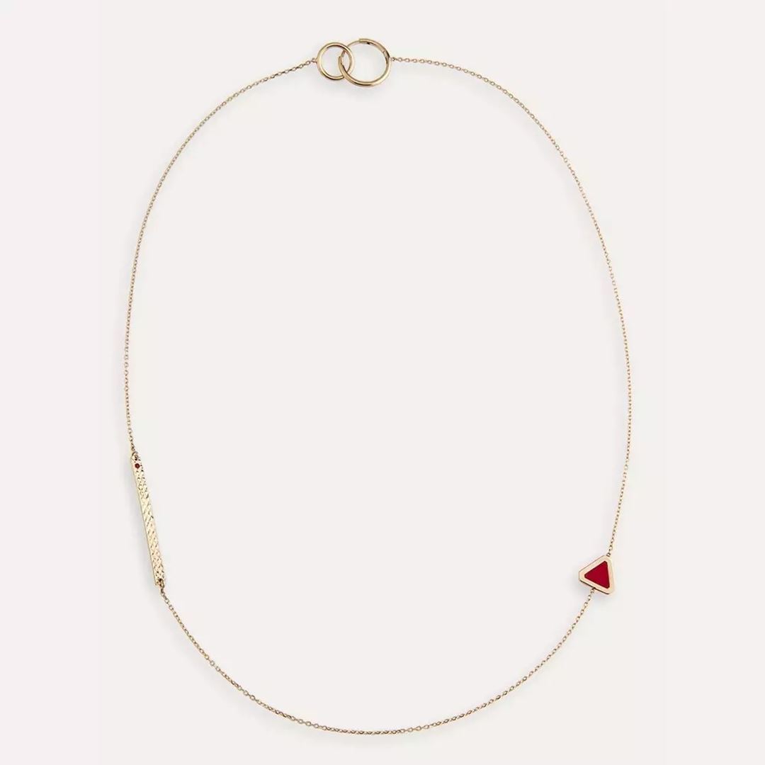 Rift Kırmızı Mineli Rose Altın Kolye