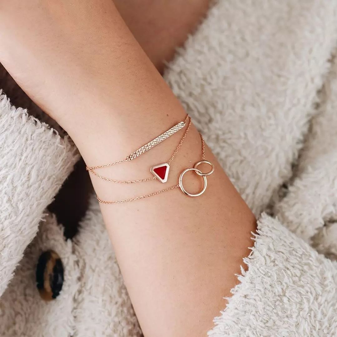 Rift Kırmızı Mineli Rose Altın Kolye