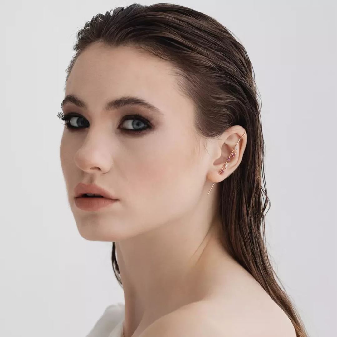 Alpheratz Yakut ve Pırlanta Taşlı Baston Küpe