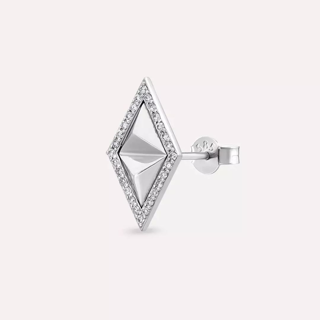 Kiara Pırlanta Taşlı Beyaz Altın Tek Küpe