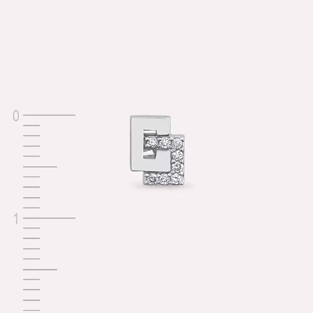 Nest Pırlanta Taşlı Beyaz Altın Tek Küpe