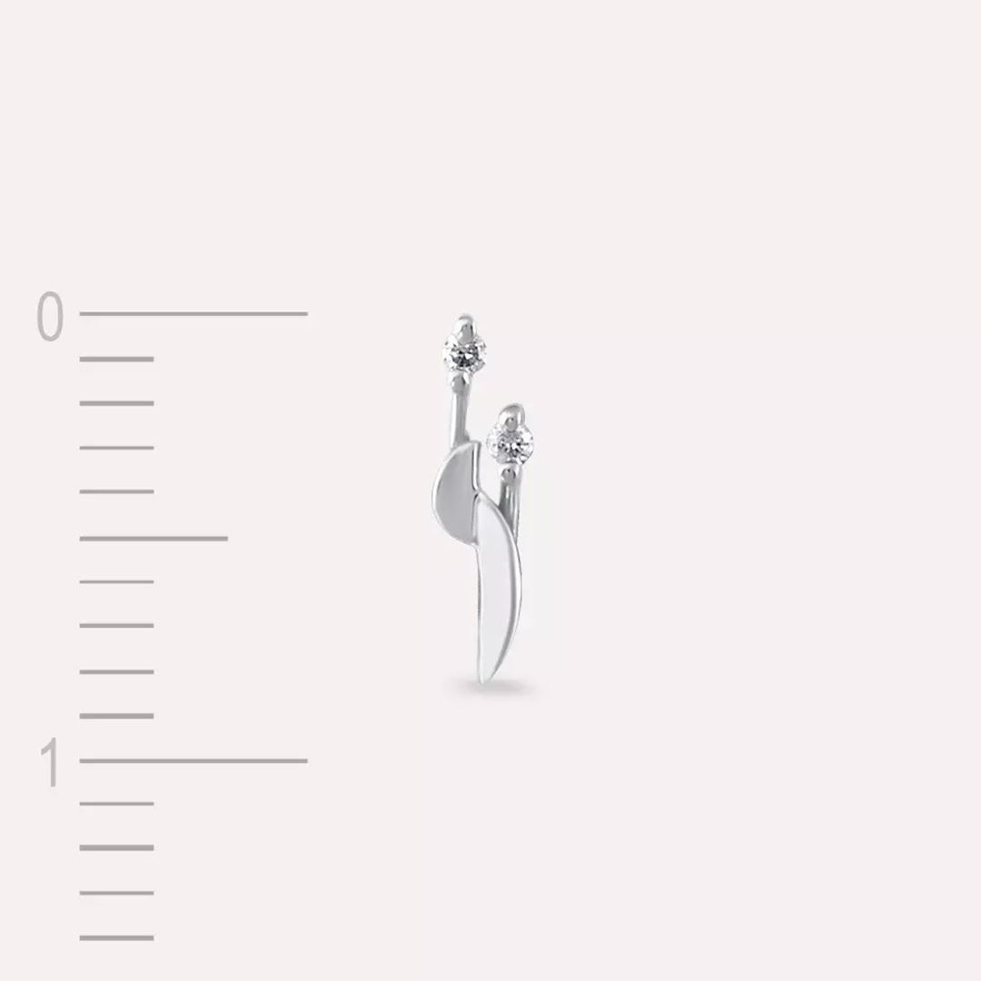 Tiara Pırlanta Taşlı Beyaz Altın Tek Küpe