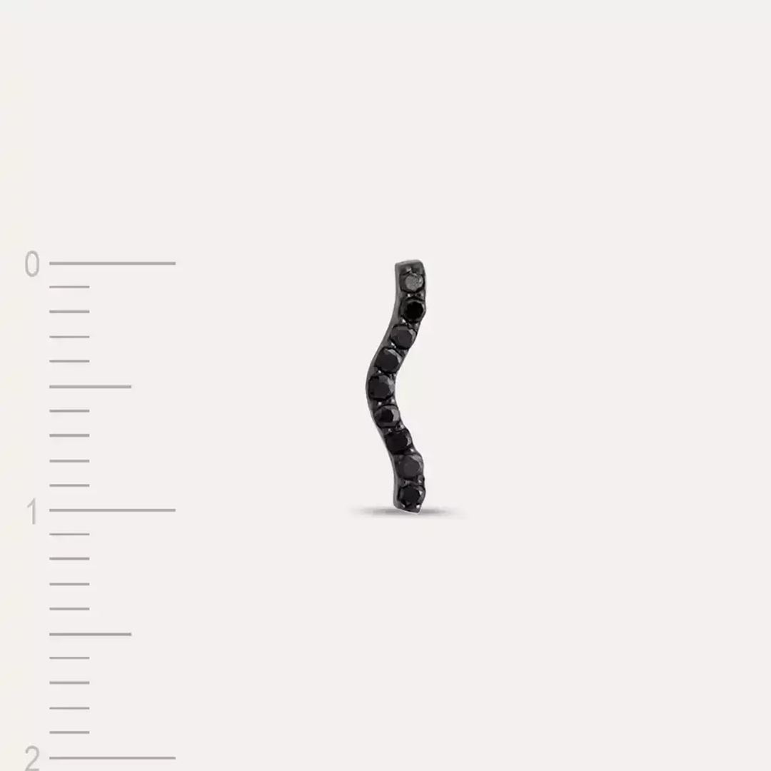 Black Crimp Siyah Pırlanta Taşlı Tek Küpe