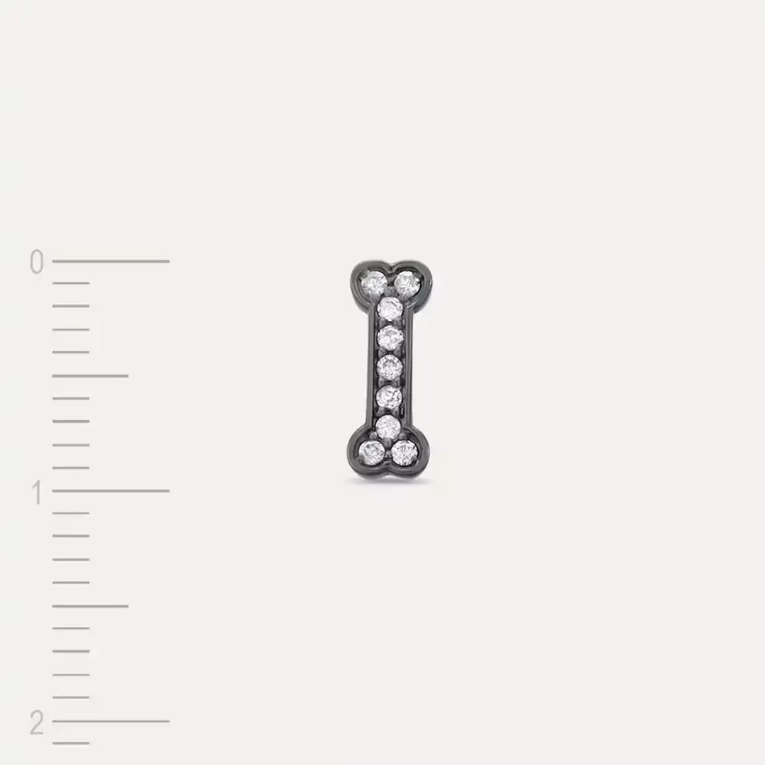 Black Bonei Pırlanta Taşlı Beyaz Altın Tek Küpe