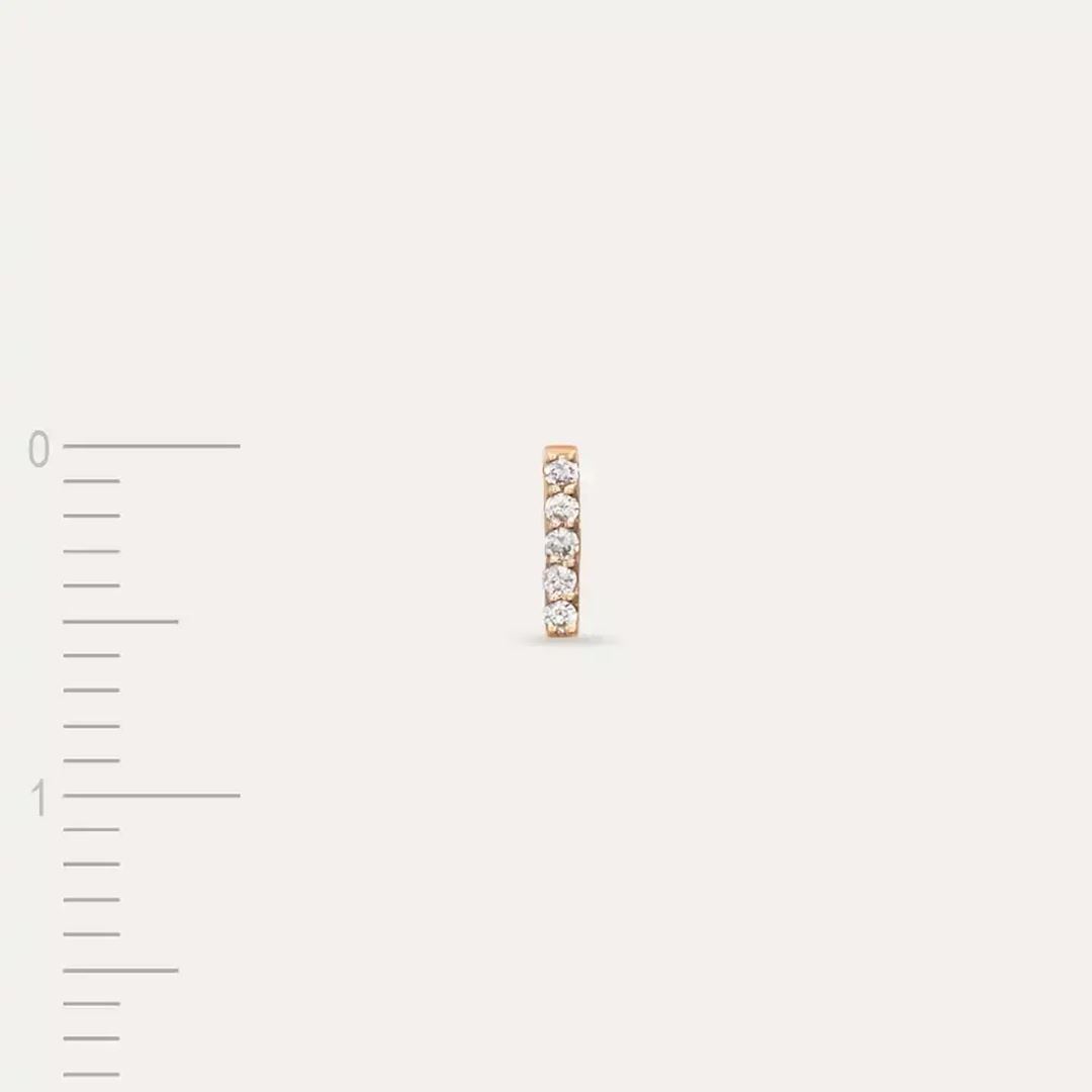 I Harf Pırlanta Taşlı Rose Altın Tek Küpe