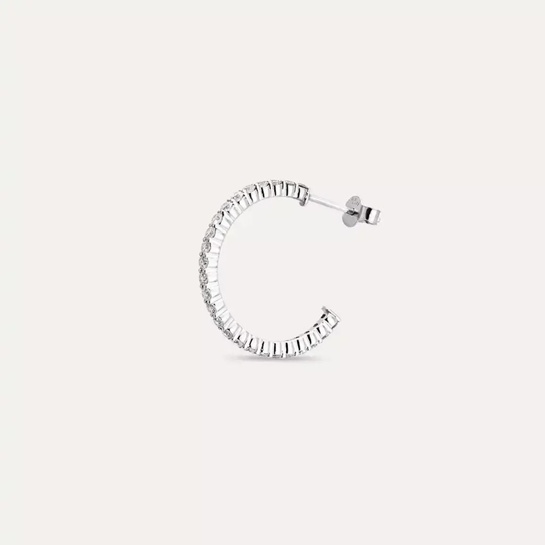 0.78 CT Pırlanta Taşlı Tamtur Beyaz Altın Tek Küpe