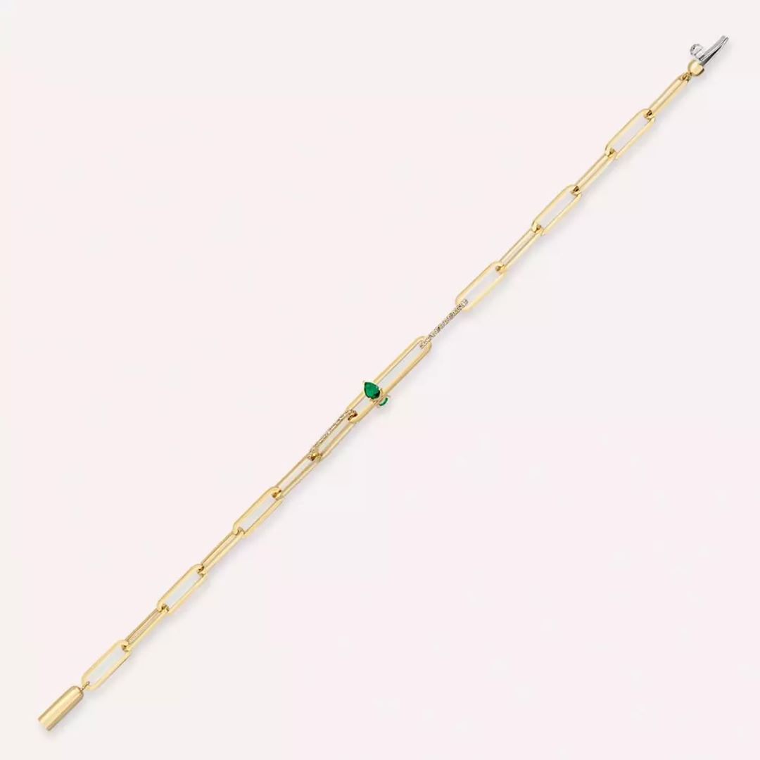 Nest Zümrüt ve Pırlanta Taşlı Rose Altın Bileklik