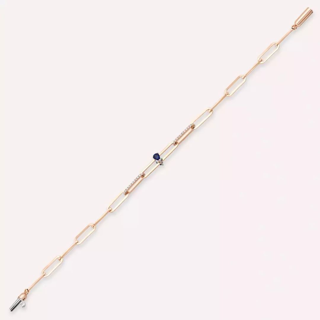 Nest Safir ve Pırlanta Taşlı Rose Altın Bileklik